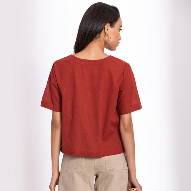 Women Top | Cotton Linen Top | Red