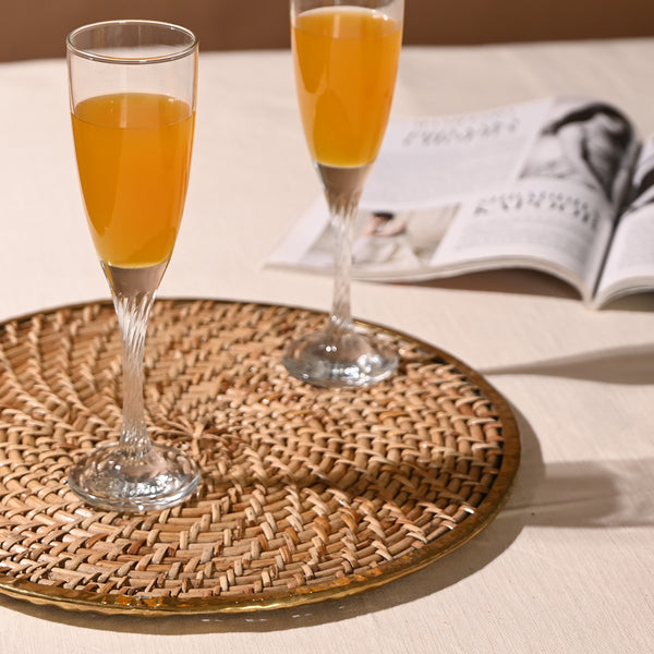 Handcrafted Brown Rattan Woven Placemat | 12 Inches