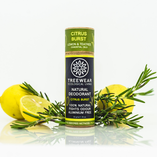 Tree Wear Natural Deodorant Stick | Tea Tree & Lemon | Citrus Burst | 33 g