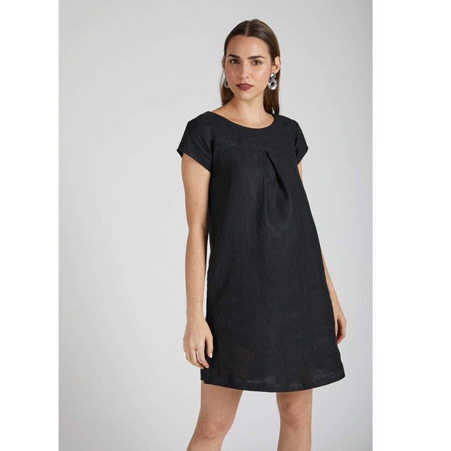 Black 100 % Hemp A Line Dress