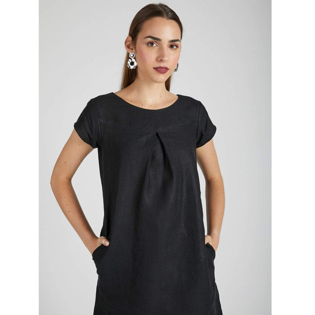 Black 100 % Hemp A Line Dress