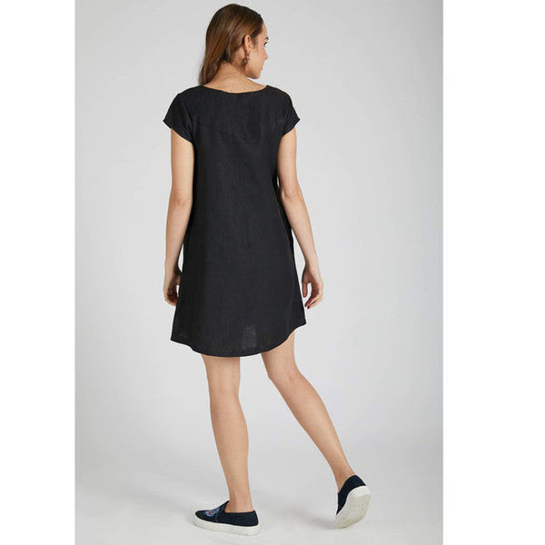 Black 100 % Hemp A Line Dress