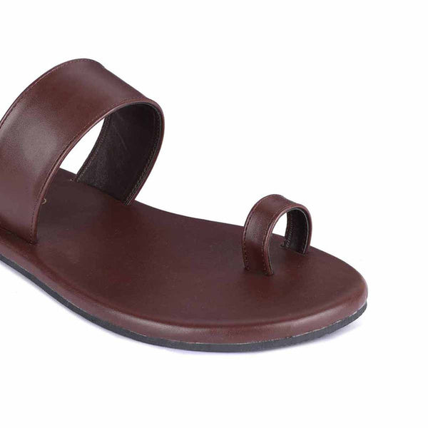 Paaduks Slippers for Men | Vegan Leather Flats | Dark Brown