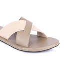 Paaduks Vegan Leather Flip Flop | Criss Cross Strap | Dark Beige.