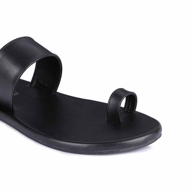 Paaduks Vegan Leather Flats For Men | Black.