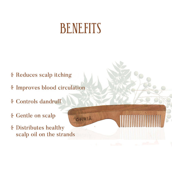 Natural Neem Wooden Comb | Releases Anxiety & Stress