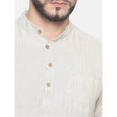 Hemp Slim Fit Long Kurta | Beige.