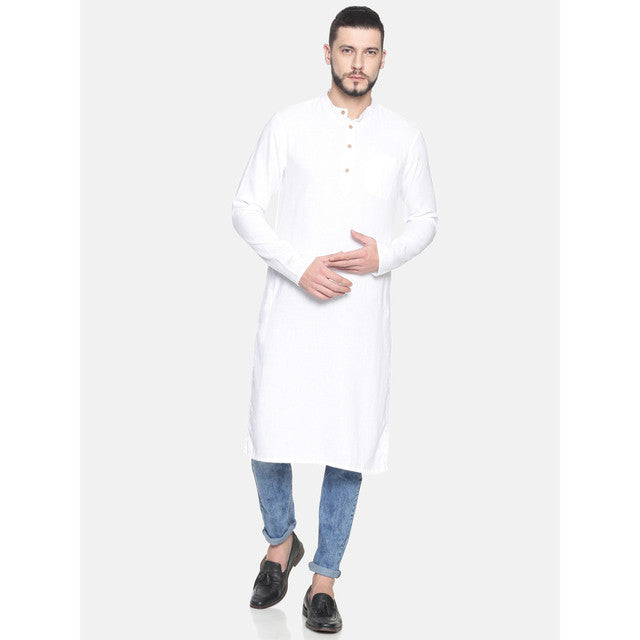 White Kurta for Men | Hemp Slim Fit Kurta.