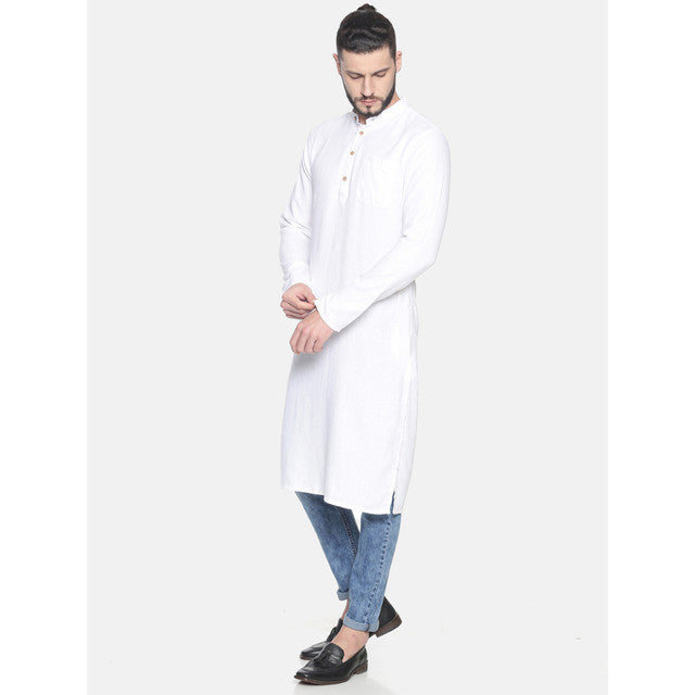 White Kurta for Men | Hemp Slim Fit Kurta.