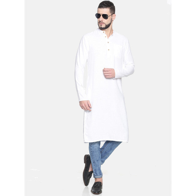 White Kurta for Men | Hemp Slim Fit Kurta.