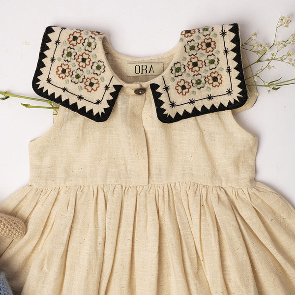 Birthday Dress | Organic Cotton Dress for Girls | Beige