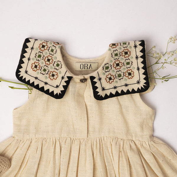 Birthday Dress | Organic Cotton Dress for Girls | Beige