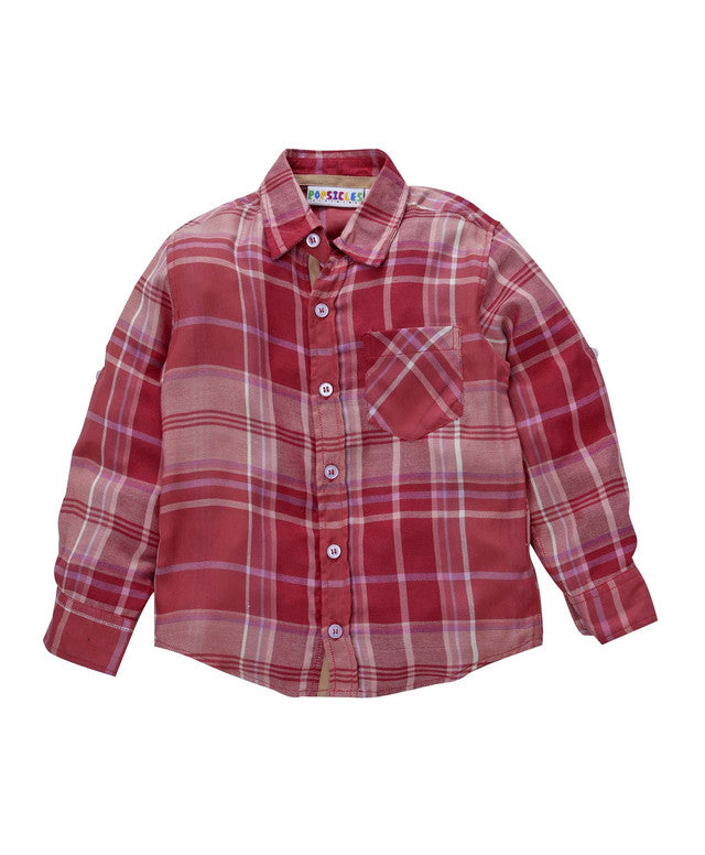 Boys Rosewood Yarn Dyed Upcycled Cotton Blend Shirt