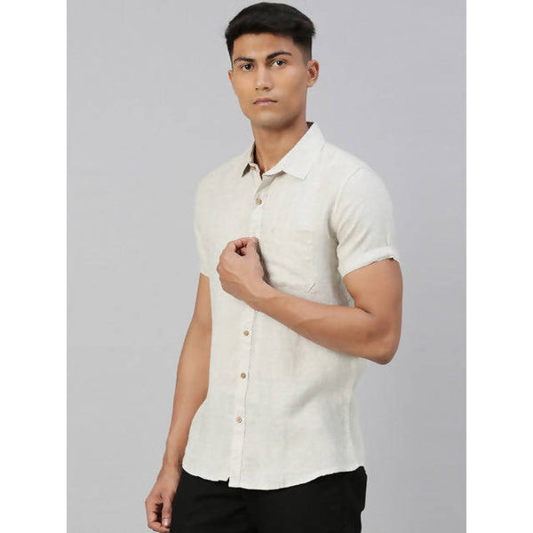 Hemp Slim Fit Casual Shirt | Beige