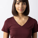 Cotton Modal V-Neck Top | Port Red