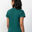 Cotton Modal V-Neck Top | Marine Green