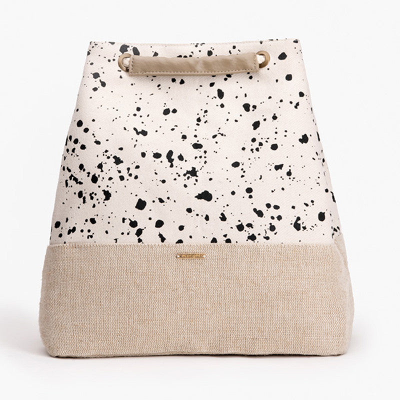 Organic Cotton Backpack | Convertible | Stone Texture | Beige & Black
