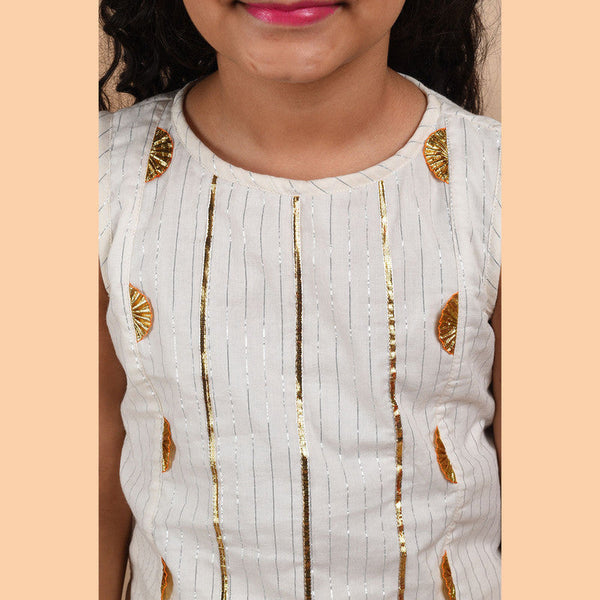 Pure Cotton Gota Work Skirt Set for Girls | Ivory