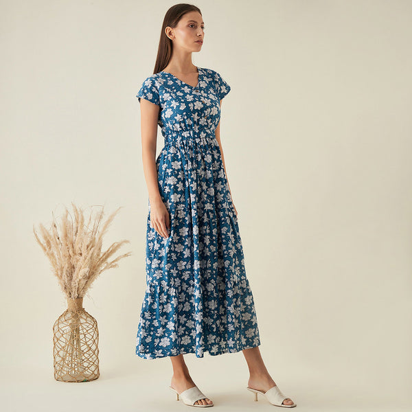 Cotton Maxi Dress | Blue