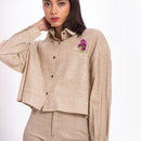 Cotton Linen Shirt | Cropped Shirt | Beige