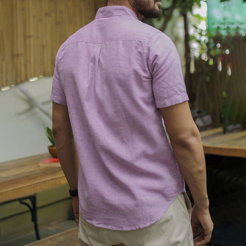 Linen Shirt for Men | TENCEL Lyocell | Half Sleeve | Lavender