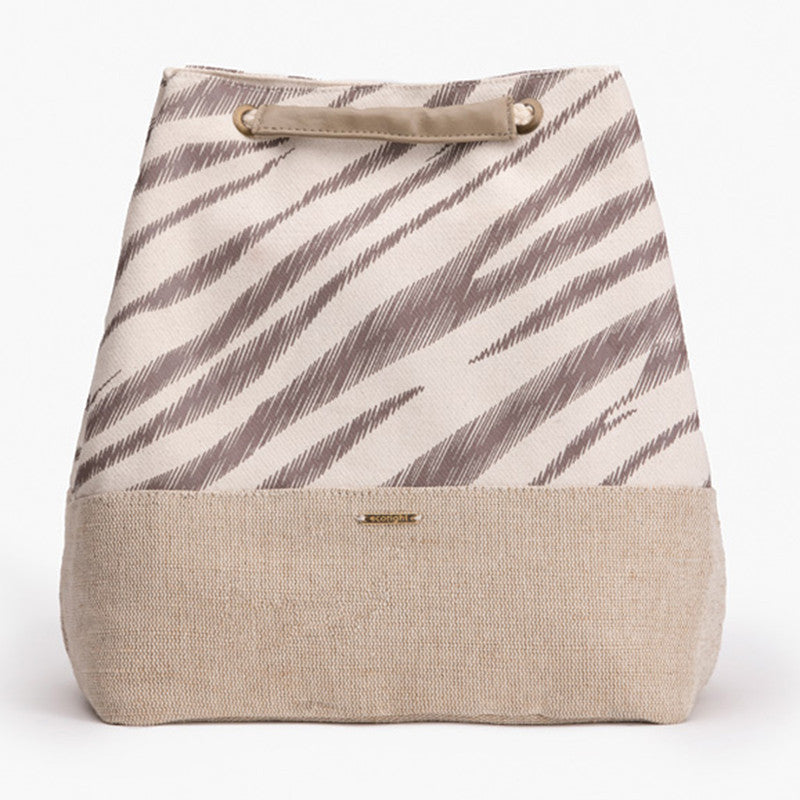 Organic Cotton Backpack | Convertible | Zebra Print | Beige