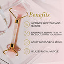 Face Massage Roller | Rose Quartz Crystal | Glowing Skin | Pink