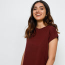 Pima Cotton Boxy Top | Port Red