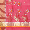 Chanderi Silk Saree | Floral Motif | Red