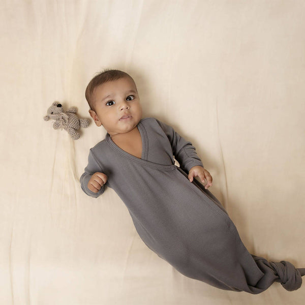 Baby  Kimono Gowns for Baby | Ribbed Cotton | Aqua