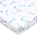 Blue Bamboo Muslin Fitted Cot Sheet