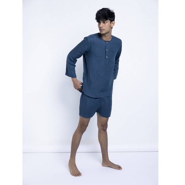 Pure Linen Short Set | Indigo