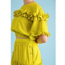 Pure Cotton Ruffled Crop Top | Yellow