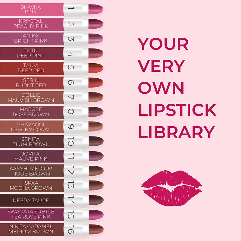 Just Herbs Ayurvedic Mini Lipstick | Shade Sample Kit | 16 Shades