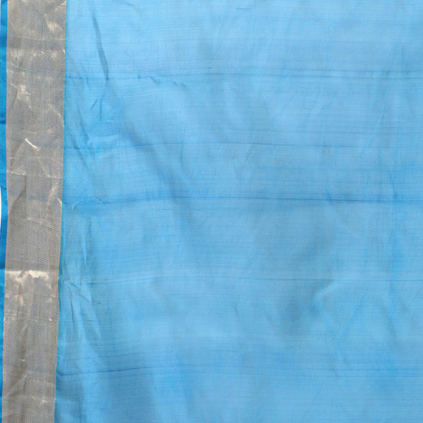 Chanderi Silk Saree | Peacock Motif | Teal Blue