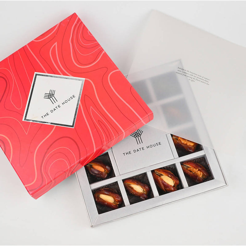 Festive Gift Box | Crimson Red Premium Filled Dates Gift Box | 12 Pcs