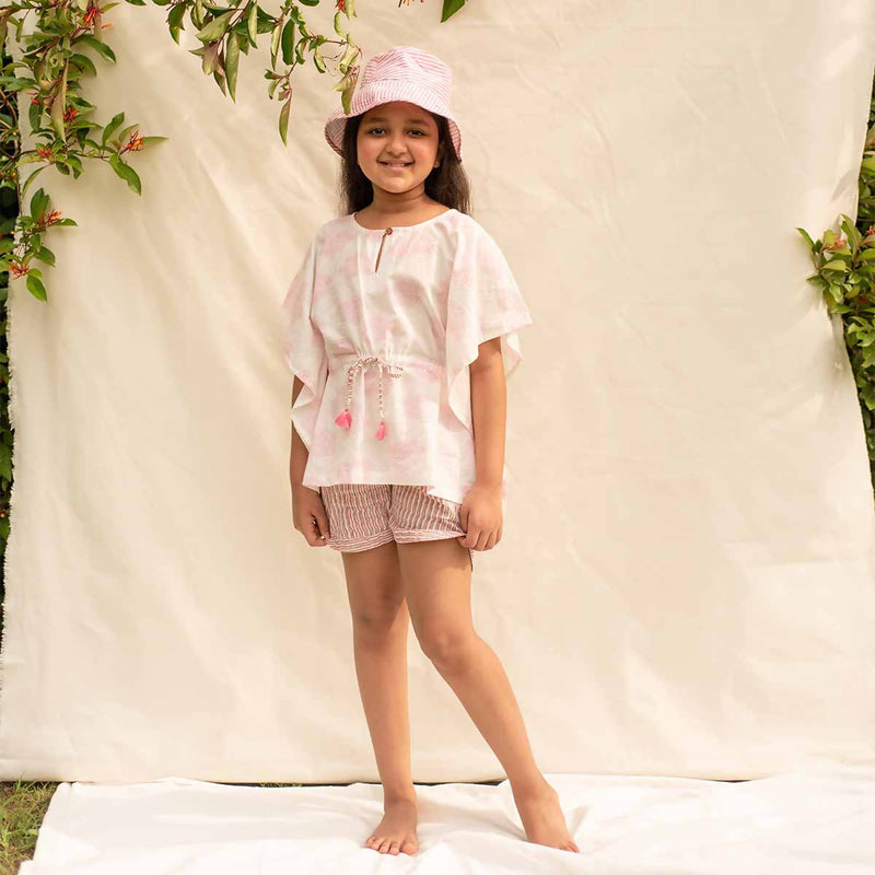 Organic Cotton Windy Dress for Girls | Pink & White