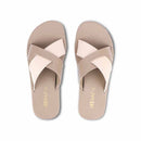 Paaduks Vegan Leather Flip Flop | Criss Cross Strap | Dark Beige.