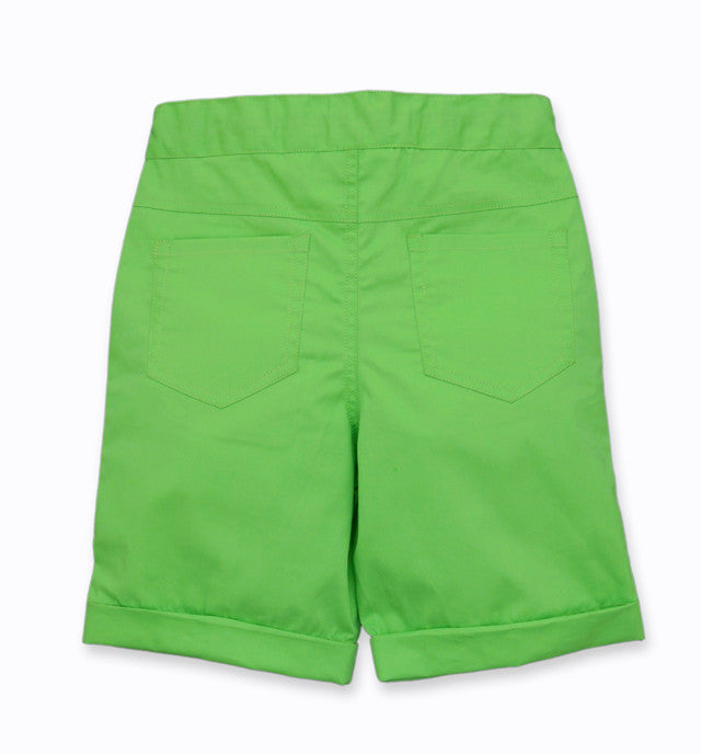 Chartreuse Cotton Shorts for Boys | Green