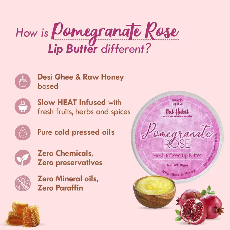 Nat Habit Pomegranate Rose Lip Balm | Lip Repair | 10 g