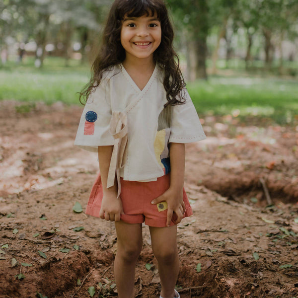 Milky White Boro Crop Handcrafted Blouse