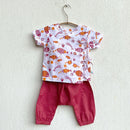 Organic Angarakha Top with Pants for Baby | Red