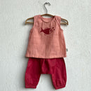 Organic Cotton Jabla & Pant Set for Baby | Peach & Red