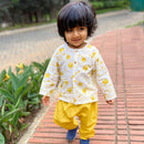 Cotton Baby Kurta Pajama Set | White & Yellow