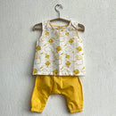 Organic Cotton Pant Set for Baby | White & Yellow