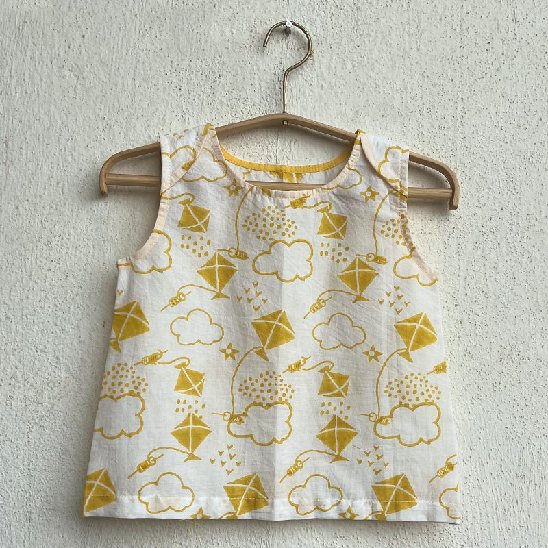 Organic Cotton Pant Set for Baby | White & Yellow