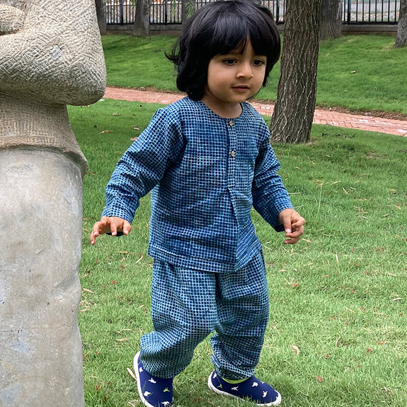 Organic Cotton Kurta Pajama Set for Boys | Indigo Blue