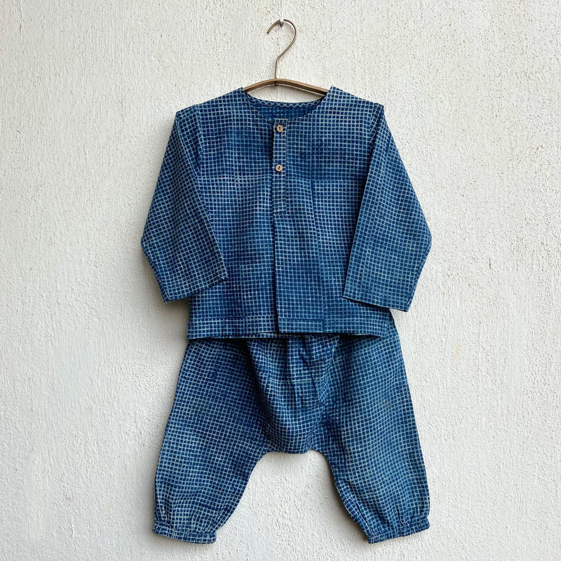 Organic Cotton Kurta Pajama Set for Boys | Indigo Blue