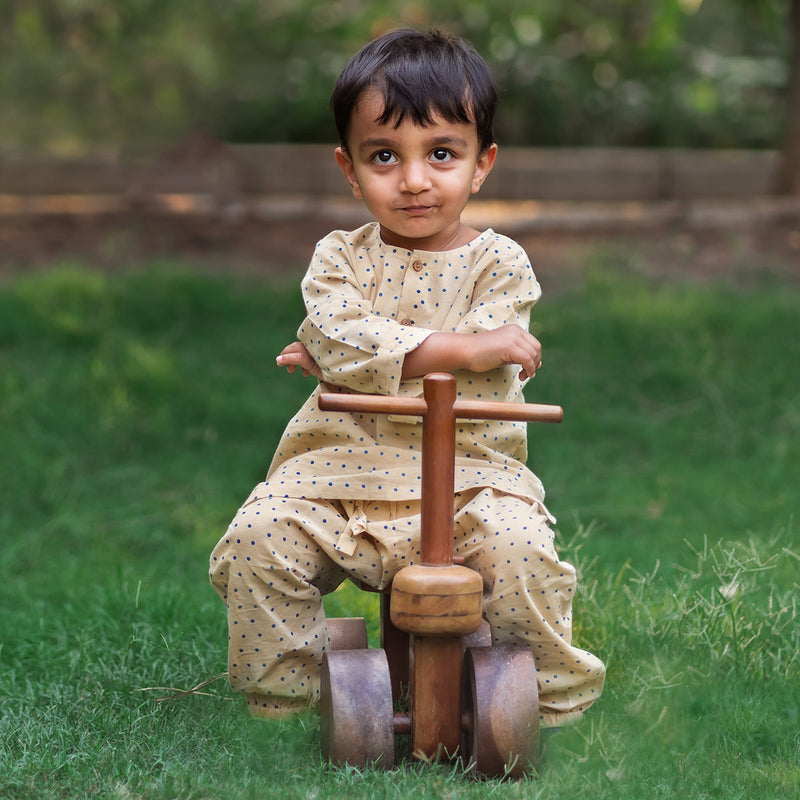 Organic Cotton Baby Kurta Pajama Set | Handblock Printed | Indigo