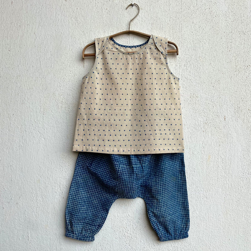 Cotton Baby Jabla & Pant Set | Indigo & White